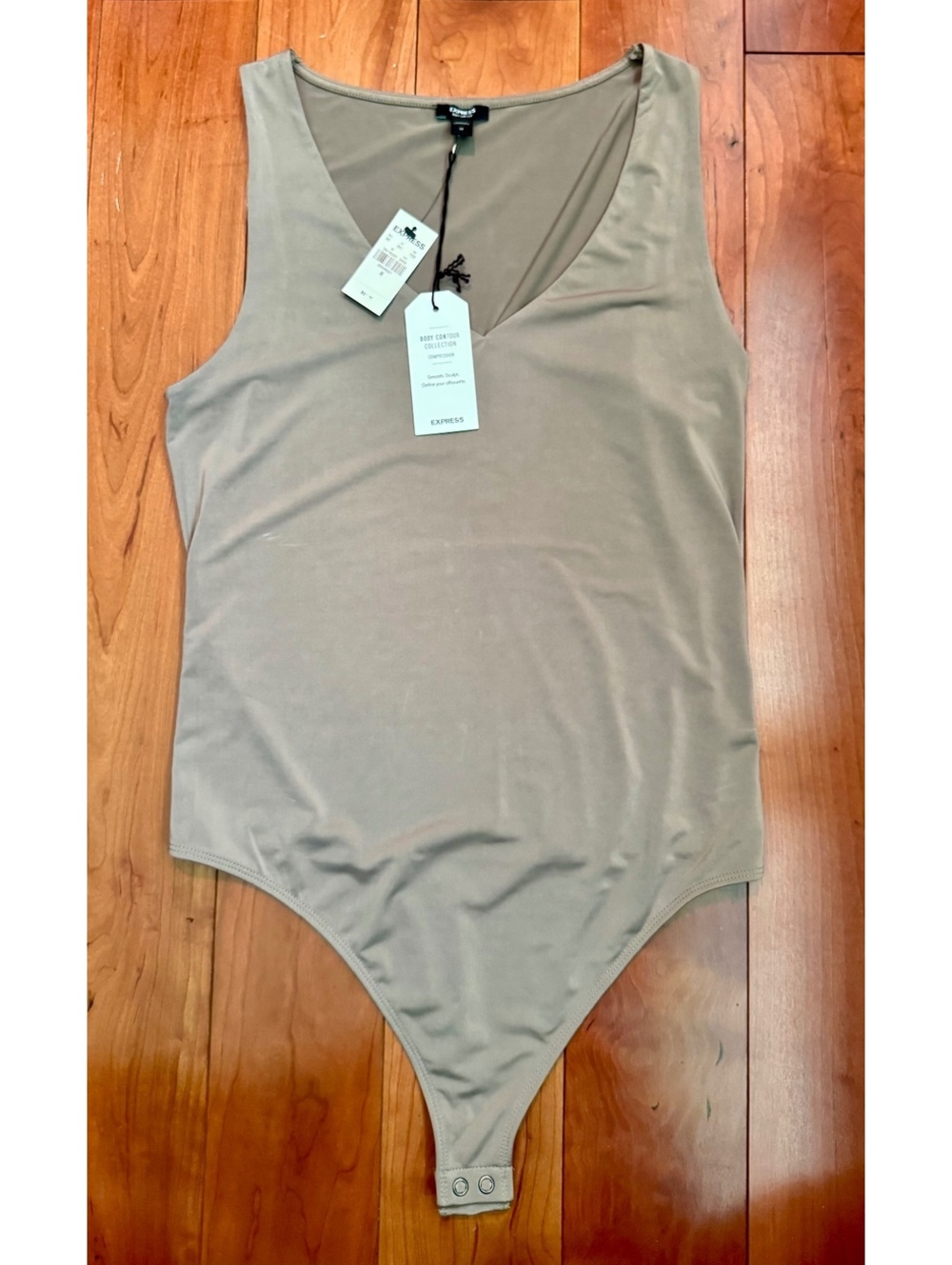 NWT Express Body Contour Compression Bodysuit, Medium, Taupe